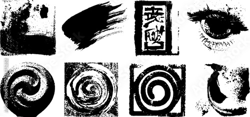 Abstract black ink textures with bold lines perfect for creative design