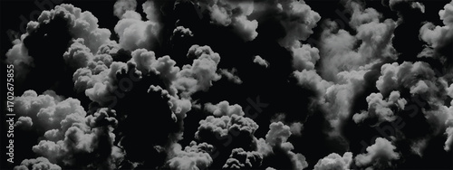 Dark moody sky filled with turbulent storm clouds in dramatic detail