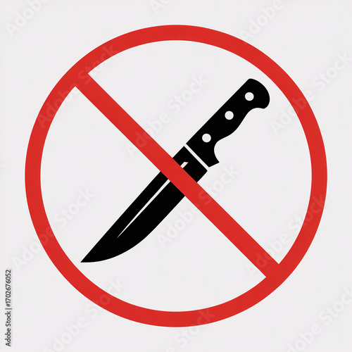 Forbidden weapon symbol creates a sense of safety and security with clear no knives allowed warning sign