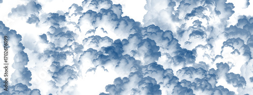 Bright minimalist background with layered airy blue clouds floating
