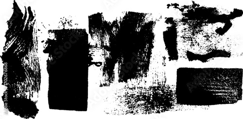 Abstract black ink silhouette on symbolic wall for modern art and design