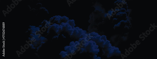 Deep dark atmospheric storm background with rolling blue clouds