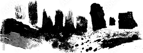 Urban grunge silhouette with black ink art on weathered wall for creative design