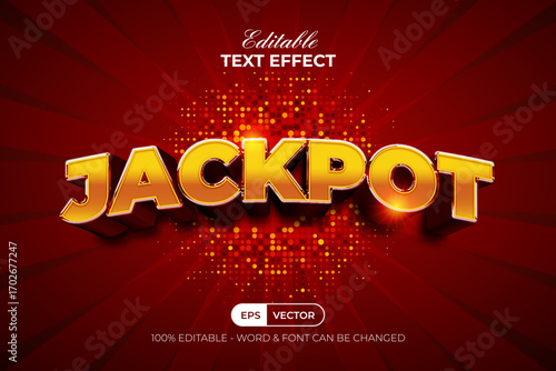 Jackpot Text Effect 3D Curve Style. Editable Text Effect.