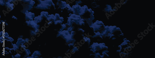 Heavy turbulent storm cloud background featuring deep blue atmospheric tones