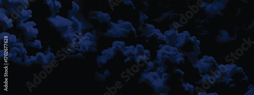 Dramatic atmospheric cloudscape with layered stormy blue textures