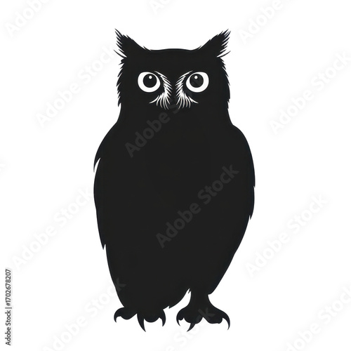 Silhouette of the owl isolated on transparent background