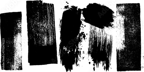Abstract black ink silhouette with distorted chaos themes for creative designs