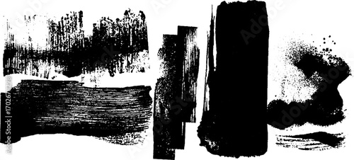 Abstract diy collage with black ink silhouettes and torn paper textures for urban art designs