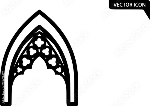 Gothic arch outline icon vector
