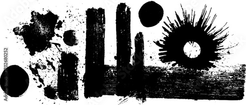 Abstract black ink silhouette of psychedelic rave chaos design