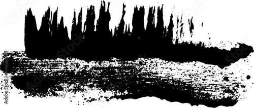 Abstract black ink silhouette on raw concrete floor texture
