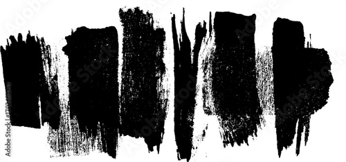Black ink silhouette of spray paint strokes on a rough background for urban art designs