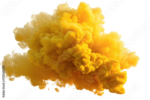 Yellow smoke cloud transparent PNG, isolated background 