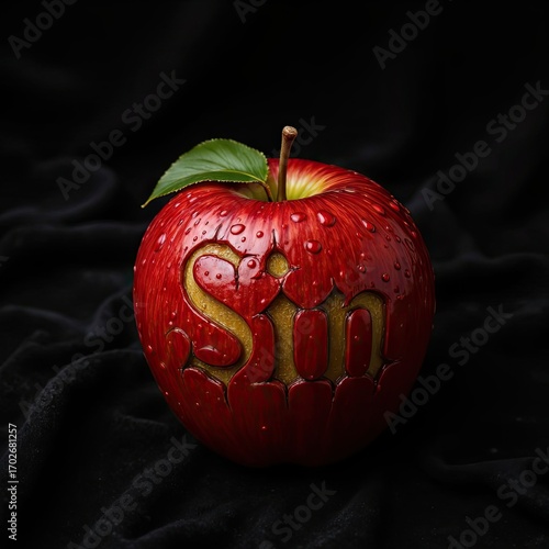 A red apple with 