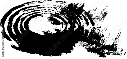 Black ink abstract silhouette with circular strokes for trance flyer design