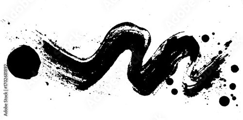Abstract black ink silhouette with trippy fractal silhouette and swirling patterns for creative design