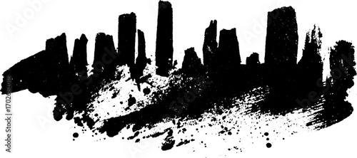 Abstract urban silhouette with black ink on cement texture for creative design