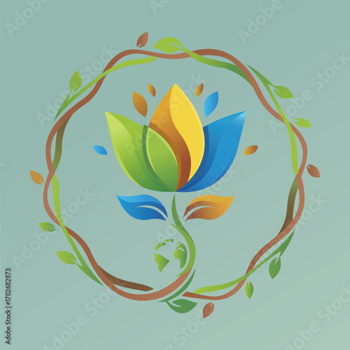  Ideal for companies focused on sustainability, wellness, or nature conservation, the logo conveys a commitment to a greener future.