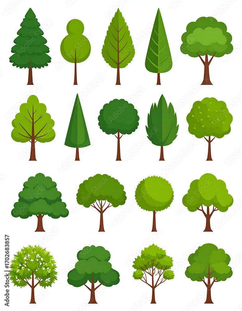 Fototapeta premium Collection of stylized trees (2)