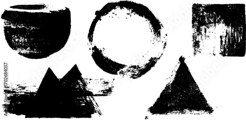 Avant garde geometric ink silhouettes set for creative design projects
