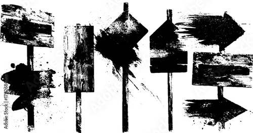 Urban grunge silhouette set of street signs for creative design