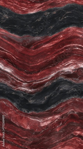 Seamless tile pattern with intricate wavy lines in shades of red and black,