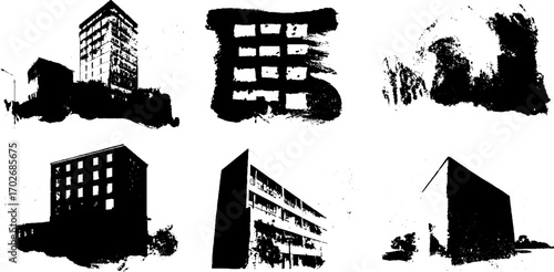 Urban architecture silhouette collection for design projects