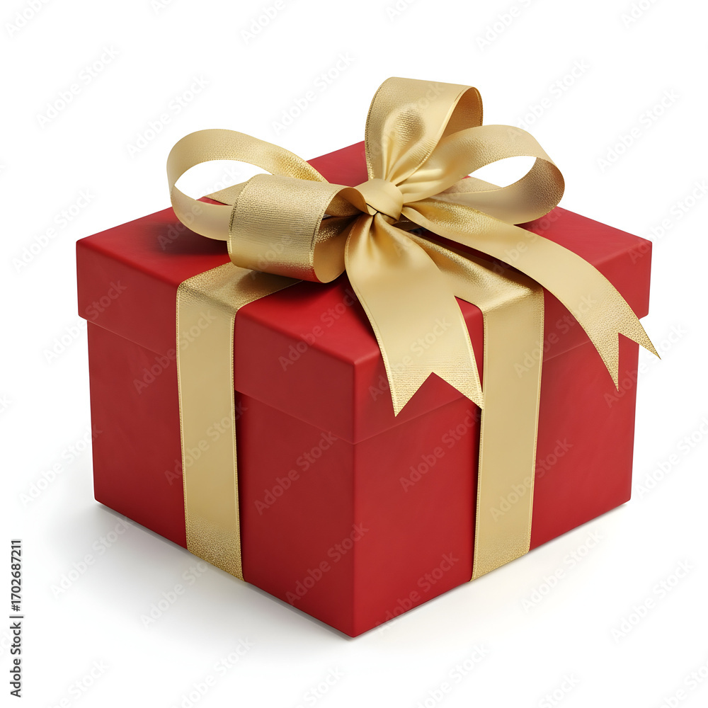 Obraz premium Red Gift Box with Gold Ribbon and Bow — Classic Holiday Present
