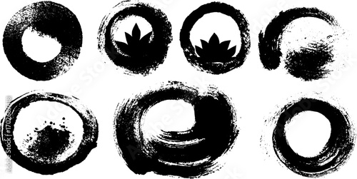 Black ink silhouette of chakras with abstract root chakra design for meditation and spirituality