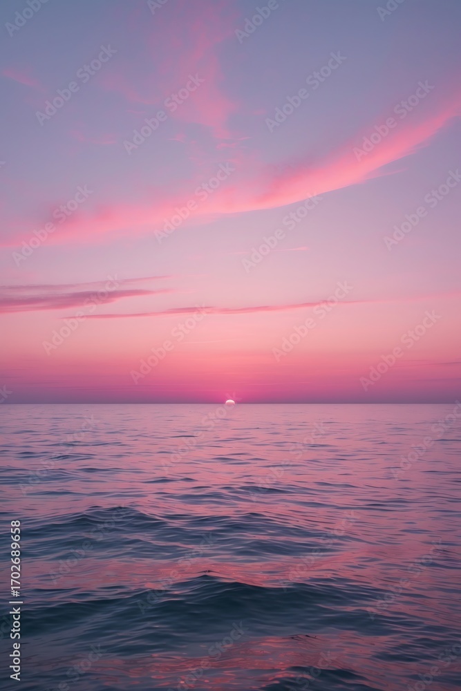 Fototapeta premium Ocean Sunset Dreamy Pink Sky Tranquil Waters Peaceful Serenity