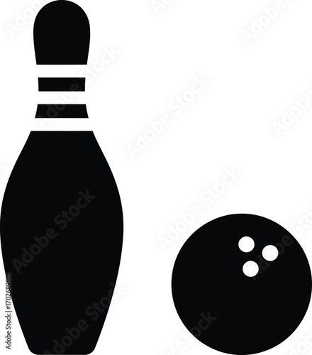 Pin Bowling and Bowling Ball Symbol Icon Vector Design Illustration