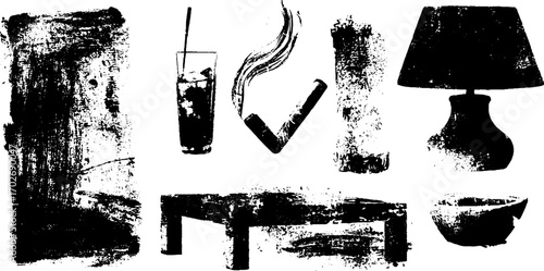 Urban noir art inspired by cinema and bar elements for creative designs