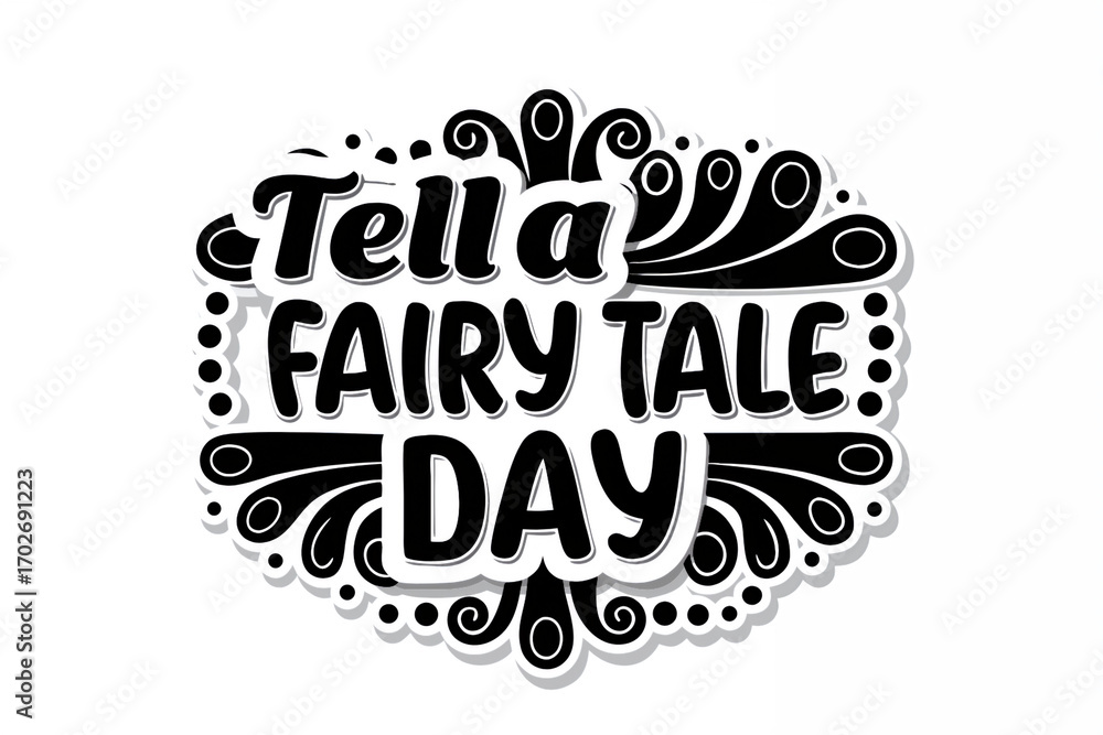 Obraz premium Tell a Fairy Tale Day Typography Poster
