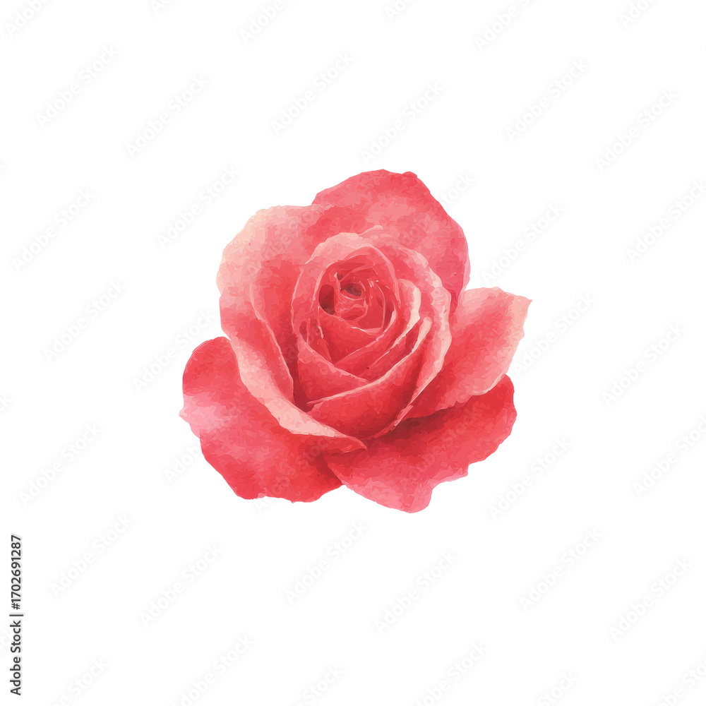 Fototapeta premium Vibrant pink rose blossoming with delicate petals on black background, cut out
