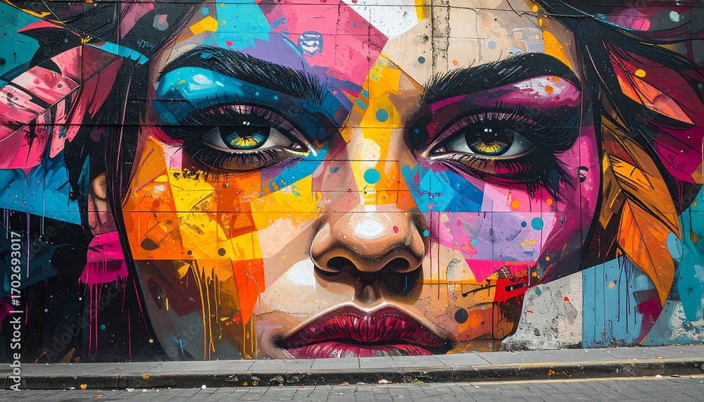 Fototapeta premium Colorful mural of a woman's face (2)