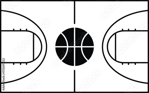 basketball court vector icon on white background