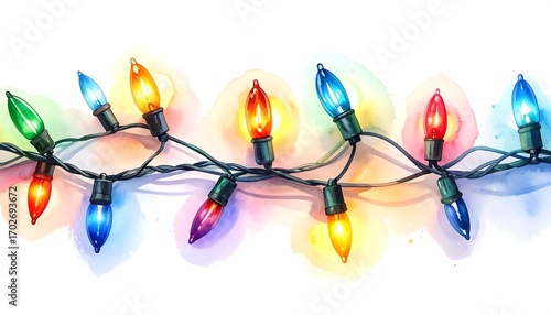 Watercolor Christmas lights