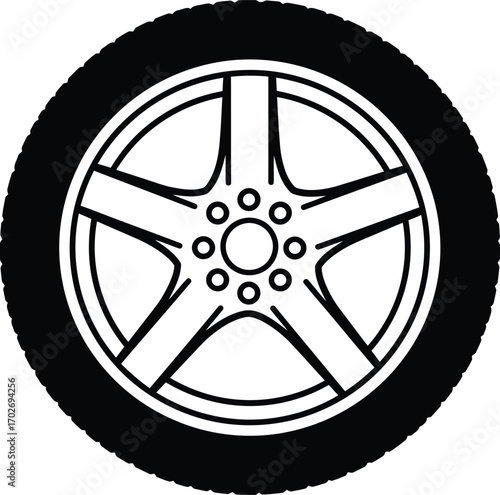 outline car wheel vector icon Isolated on White Background