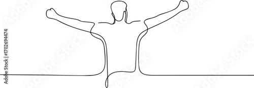 man stretching arm one continuous line art, Vector illustration, One line art, Line art graphic style