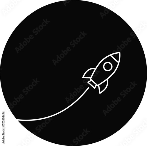 planet with rocket vector icon