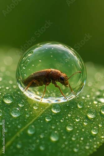 green bug on a green leaf