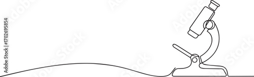 laboratory microscope one continuous line art, Vector illustration, One line art, Line art graphic style