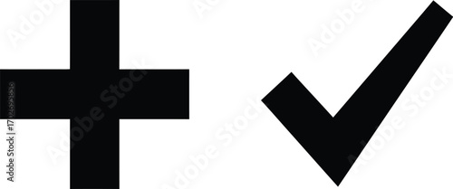 Cross and Check mark symbol icon vector illustration