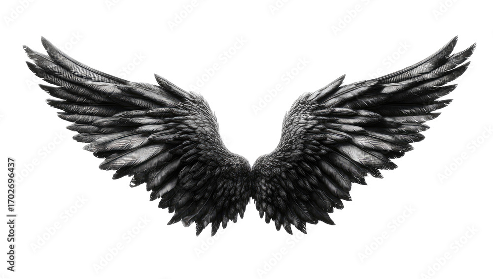 Obraz premium Dark wings spread wide, detailed, graphic