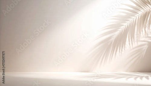 Palm Frond Overlapping Shadows Abstract Minimal Background. Sukkot concept. Generated Image
