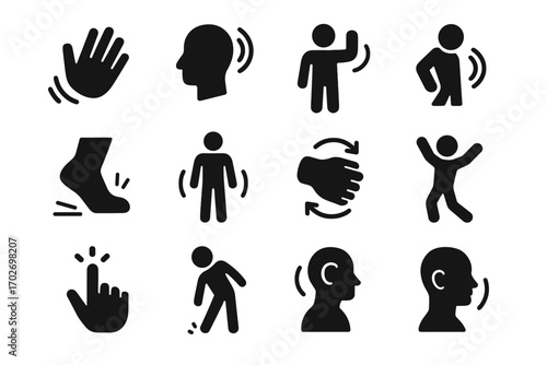 Icon tilt hand sensing icons pose motion shake head nod body vector