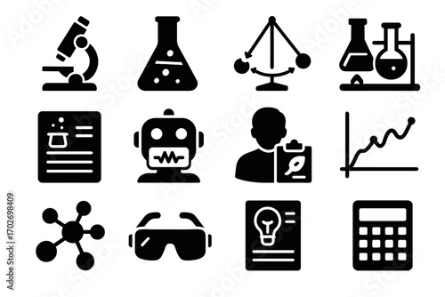 Lab sheet icon hypothesis vector equipment model tutor calculator ai icons science