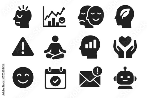 Icon health daily notification emotional assistant chart tracker stress vector icons anxiety