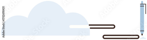Pen drawing ascending steps toward a cloud, symbolizing progress, innovation, creativity, learning, goal-setting, and aspirations. Ideal for education, growth strategy achievement technology